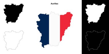 Aurillac arrondissement outline map set clipart