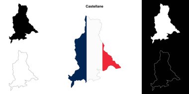 Castellane arrondissement outline map set clipart