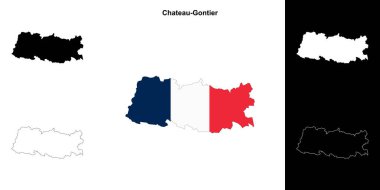 Chateau-Gontier arrondissement outline map set clipart