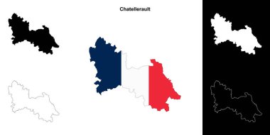 Chatellerault arrondissement outline map set clipart