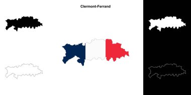 Clermont-Ferrand arrondissement outline map set clipart