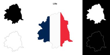 Lille arrondissement outline map set clipart