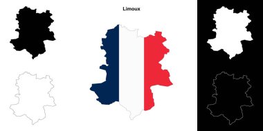 Limoux arrondissement outline map set clipart