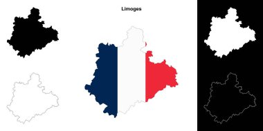 Limoges arrondissement outline map set clipart