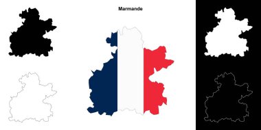 Marmande arrondissement outline map set clipart