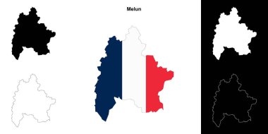 Melun arrondissement outline map set clipart