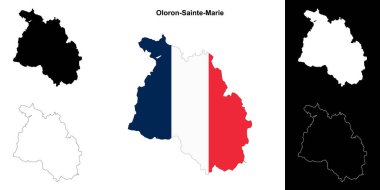 Oloron-Sainte-Marie arrondissement outline map set clipart