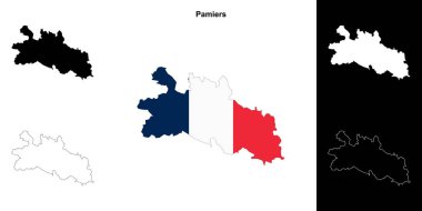 Pamiers arrondissement outline map set clipart