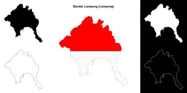 Bandar Lampung blank outline map set clipart