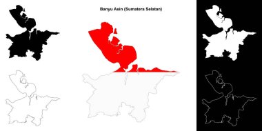 Banyu Asin blank outline map set clipart