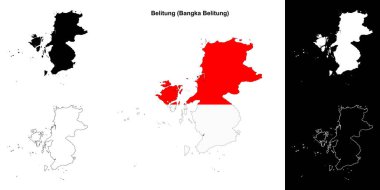 Belitung blank outline map set clipart