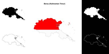 Berau blank outline map set clipart