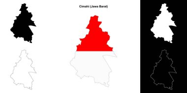 Cimahi blank outline map set clipart