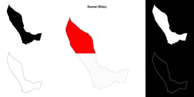 Dumai blank outline map set clipart