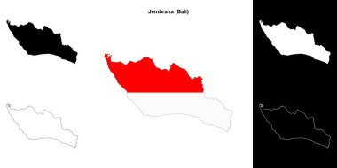 Jembrana blank outline map set clipart