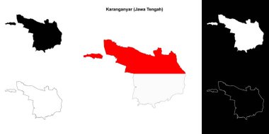 Karanganyar blank outline map set clipart