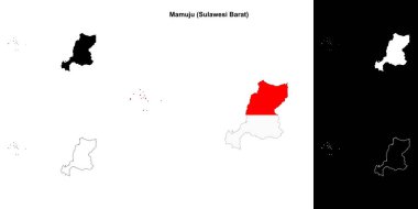 Mamuju blank outline map set clipart