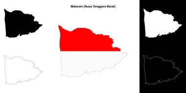 Mataram blank outline map set clipart