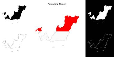 Pandeglang blank outline map set clipart