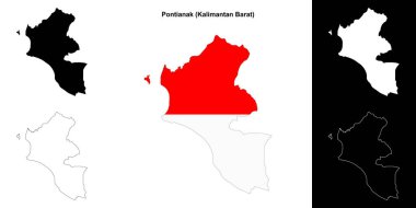 Pontianak blank outline map set clipart