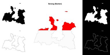 Serang blank outline map set clipart