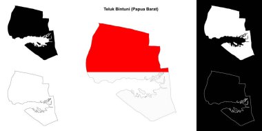 Teluk Bintuni blank outline map set clipart