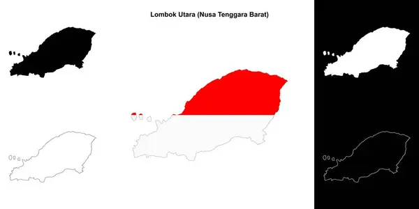 stock vector Lombok Utara blank outline map set