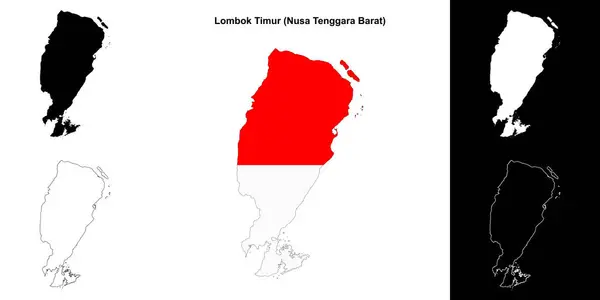 stock vector Lombok Timur blank outline map set