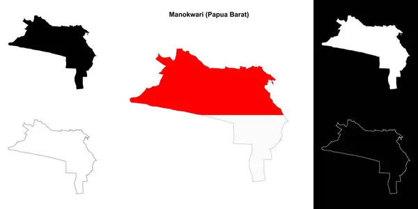 stock vector Manokwari blank outline map set