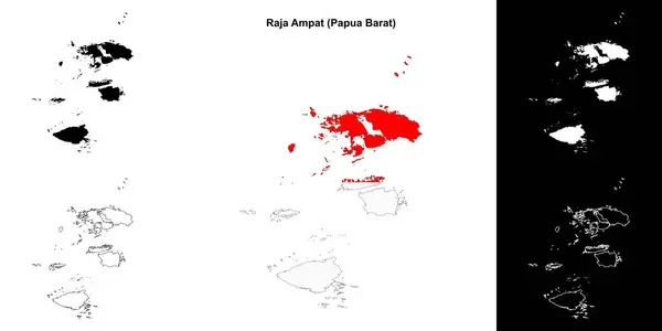 stock vector Raja Ampat blank outline map set