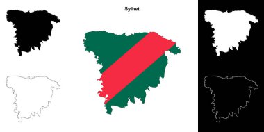 Sylhet division outline map set clipart