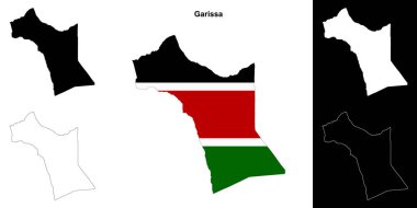 Garissa county outline map set clipart