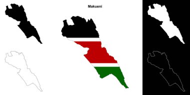 Makueni county outline map set clipart