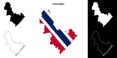 Aust-Agder ilçesi ana hat haritası seti