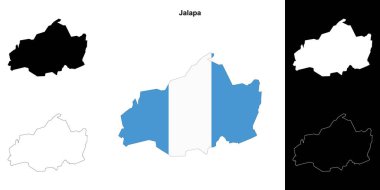 Jalapa department outline map set clipart