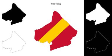 Soc Trang blank outline map set clipart