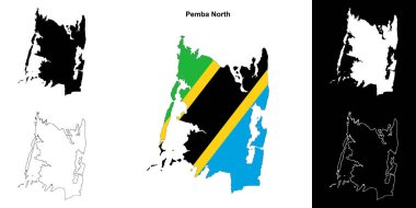 Pemba North region outline map set clipart