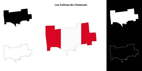 stock vector Les Collines-de-l Outaouais (Quebec) outline map set