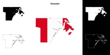 Keewatin region (Nunavut) outline map set clipart