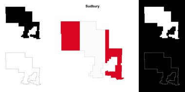 Sudbury (Ontario) outline map set clipart