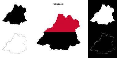 Benguela province outline map set clipart