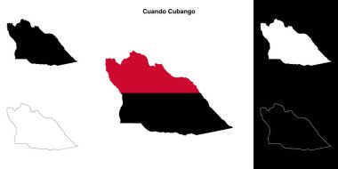 Cuando Cubango province outline map set clipart