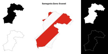 Samegrelo-Zemo Svaneti region outline map set clipart