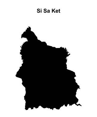 Si Sa Ket province blank outline map clipart