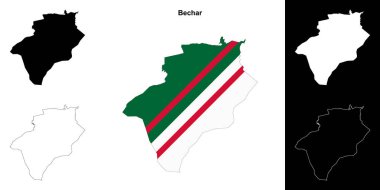 Bechar province outline map set clipart