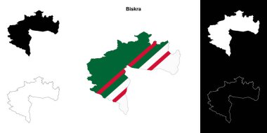 Biskra province outline map set clipart