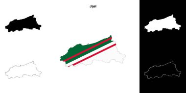 Jijel province outline map set clipart