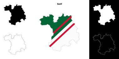 Setif province outline map set clipart