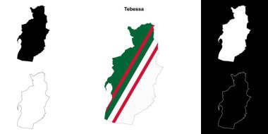 Tebessa province outline map set clipart