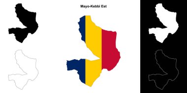 Mayo-Kebbi Est region outline map set clipart